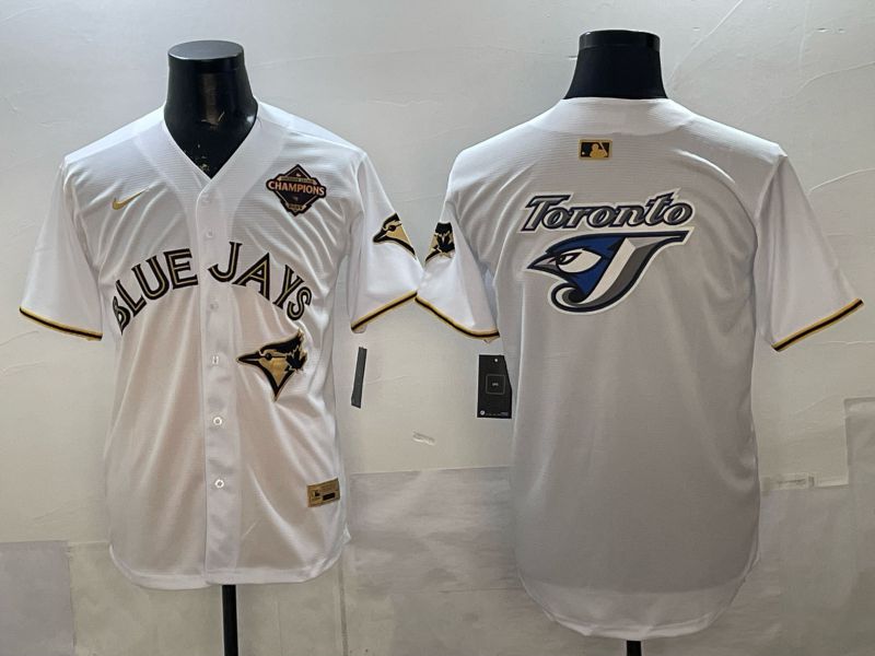 Men Toronto Blue Jays Blank White Gold 2026 Nike Game MLB Jersey 02